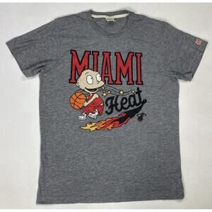 Homage Miami Heat Basketball Graphic T Shirt Men Medium Gray Heather